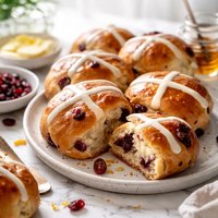 Hot Cross Buns with Dried Cranberries