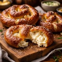 Hot Soft Pretzels Filled with Cream Cheese