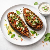 Hot Stuff Cypriot Stuffed Aubergines and Minty Cumin Yoghurt