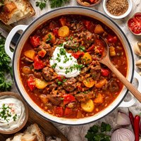 Hungarian Goulash with Caraway and Sour Cream