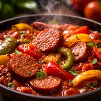 Hungarian Lecso Pepper Sausage and Tomato Stew