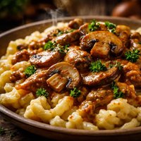Hungarian Mushrooms with Spaetzle Sptzle