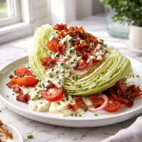 Iceberg Wedge with Warm Bacon and Blue Cheese Dressing