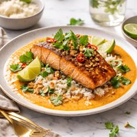 In a Heartbeat Atlantic Salmon with Red Curry Coconut Sauce