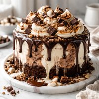 Incredible Melted Ice Cream Cake with Chocolate Marshmallow Fros