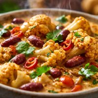 Indian Cauliflower and Kidney Bean Stew with Coconut Milk