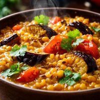 Indian Dhal with Tomato and Aubergine