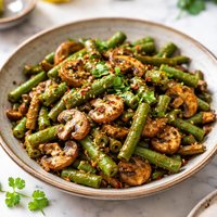 Indian Green Beans with Mushrooms