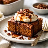 Indian Pudding Cake with Molasses Cream