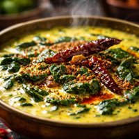 Indian Punjabi Palak Kadhi Spinach Curry with Yogurt Sauce