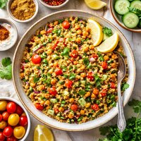 Indian Spiced Whole Wheat Couscous with Chickpeas