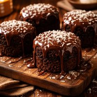 Individual Chocolate Cakes with Chocolate Coconut Glaze