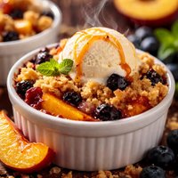 Individual Peach and Blueberry Crumbles