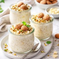 Individual White Chocolate Amaretti Rice Puddings