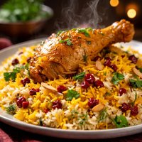 Iranian Chicken with Rice Morgh Polou