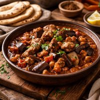 Iraqi Lamb and Eggplant Stew with Pitas