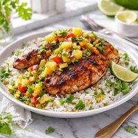 Island Mojito Chicken and Rice with Salsa Tropicale