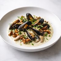 Island Mussels with Wild Mushrooms and Cream