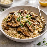 Israeli Couscous Risotto with Shiitakes