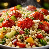 Israeli Couscous Salad with Roasted Cherry Tomatoes