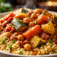 Israeli Simmered Vegetables Over Spiced Couscous