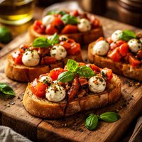 Italian Bruschetta with Herbed Mozzarella Garlic Tomatoes