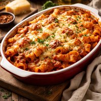 Italian Casserole Rigatoni and Cheese with Tomato Sauce