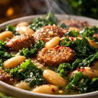 Italian Greens and Beans with Sausage Variation
