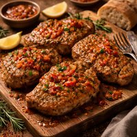 Italian Herb Pork Chops with Roasted Red Pepper Italian Dressing