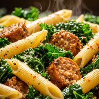 Italian Kale with Turkey Sausage and Penne