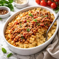 Italian Macaroni and Cheese with Tomato Parmesan Topping