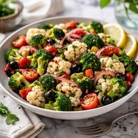 Italian Marinated Cauliflower and Broccoli Salad