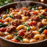Italian Sausage Bean and Macaroni Soup