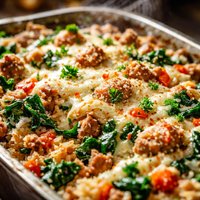 Italian Sausage Spinach and Rice Bake