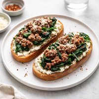Italian Sausage Spinach and Ricotta Toasts