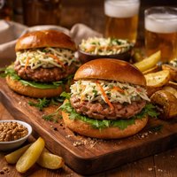 Italian Sausage Turkey Burgers and Fennel Slaw