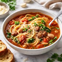 Italian Spaghetti Soup with Garlic