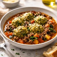 Italian Spinach Dumpling Ground Beef Stew