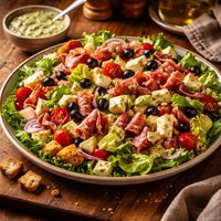Italian Style Chef Salad with Creamy Pesto Dressing