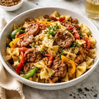 Italian Turkey Sausage and Peppers with Bow Tie Pasta