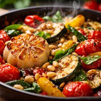 Italian Vegetable Skillet with Roasted Garlic and Pine Nuts