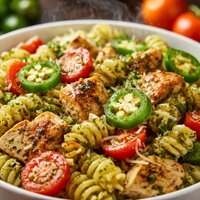Jalapeno and Pesto Chicken Pasta Salad