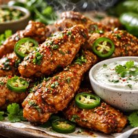 Jalapeo Wings with Cool Cilantro Dip