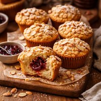 Jam Filled Almond Muffins
