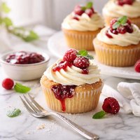 Jam Filled Cream Cheese Cupcakes