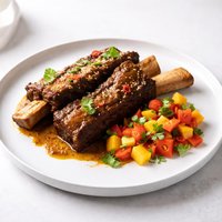 Jamaican Curry Beef Ribs with Papaya Mango