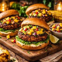Jamaican Jerk Turkey Burgers with Tropical Fruit Salsa