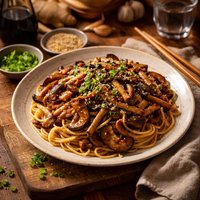 Japanese Ginger Fried Mushroom Pasta