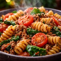 Jenny Approved Hamburger Spinach Tomato Pasta One Dish Meal