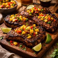 Jerk Chops with Island Salsa